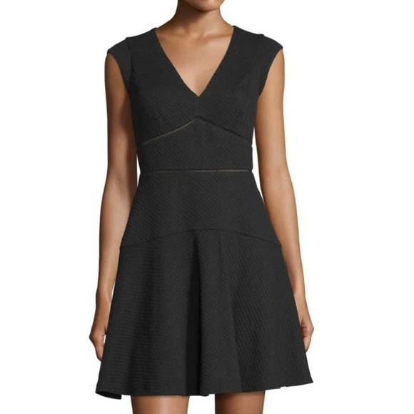 REBECCA TAYLOR Taylor Black Waffle-Knit Circle Dress - Sz 10